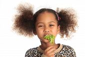 foto of black  - beautiful asian child African American Black child eats salad isolated metisse - JPG 