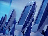 stock photo of computer technology  - some monitors at a computer class room - JPG 