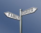pic of dilemma  - family or career difficult choice and balance between work and private life dilemma road sign arrow with text - JPG 