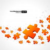 stock photo of puzzle  - 3d orange puzzle piece vector background - JPG 