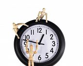 foto of clockface  - one mannequin reaching for the hands of time - JPG 