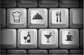 stock photo of restaurant  - Restaurant Icons on Computer Keyboard Buttons Original Illustration - JPG 