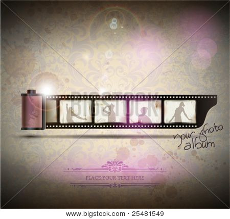 Picture or Photo of Elegant Vintage empty Photo frame Background. Vector Illustration. EPS10.