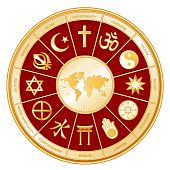 stock photo of religion  - World Map with 12 global religions  - JPG 
