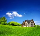 stock photo of home  - New family home in the mountains - JPG 