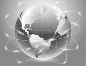 stock photo of globe  - Vector of silver earth with satellite - JPG 