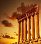 foto of columns  - Column ruins over sunset - JPG 