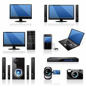 stock photo of computer  - 801 Electronics and computers equipment icon set - JPG 