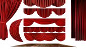 picture of stage  - Dramatic red old fashioned elegant theater stage elements of swags to make your own background - JPG 