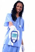 pic of bloodpressure  - nurse checking diabetic - JPG 