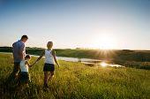 pic of sunset  - happy family at sunset - JPG 