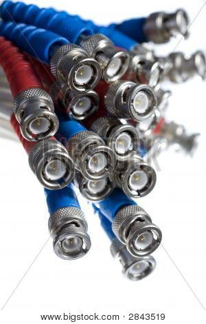 Picture or Photo of Bunch of BNC Terminated Cables - Concept of Internet Technologies Broadcast TV or Data Communications
