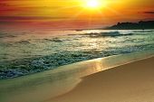 picture of beach  - tranquil beach sunset - JPG 