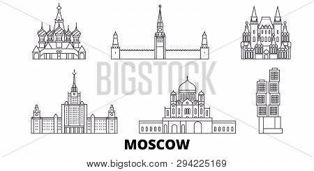 Poster: Russia Moscow Line Travel Skyline