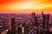 stock photo of sunset  - Panorama of Frankfurt am Main  - JPG 