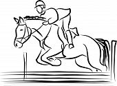 pic of horse  - a horse and rider jumping an obstacle - JPG 
