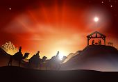 foto of religion  - Traditional Christian Christmas Nativity scene with the three wise men - JPG 
