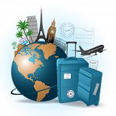 stock photo of travel  - Travel around the world background - JPG 