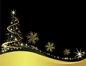 stock photo of christmas  - Christmas tree black vector illustration with stars - JPG 