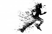 image of competition  - illustration of splashy runner silhouette on white background - JPG 