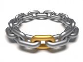 pic of linked  - Silver chain in circle with an outstanding golden link  - JPG 