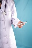 image of medical doctors  - female doctor with white coat care for you - JPG 