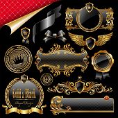 image of black  - Set of royal gold and black design elements - JPG 