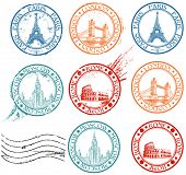 image of france  - City stamps collection with symbols - JPG 