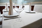 stock photo of restaurant  - Beautiful glass on a table at restaurant - JPG 