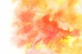 Orange watercolor stains with isolated edge - abstract water color background