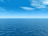 stock photo of ocean  - High resolution blue water and sky background - JPG 