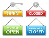 foto of late  - Glossy open and closed door signs board - JPG 