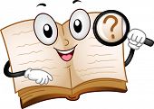 stock photo of business people  - Illustration of an Open Book Mascot Holding a Magnifying Glass - JPG 