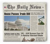 pic of newspaper  - Bogus newspaper shot on white background with clipping path - JPG 