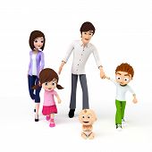 picture of family  - 3d rendered toon illustration of a happy family - JPG 