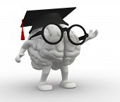 picture of cerebellum  - 3d human brain with arms and legs Graduation cap - JPG 
