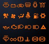 pic of pressure  - Set of simple illuminated car dashboard icons - JPG 