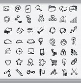 stock photo of globe  - Collection of hand drawn icons representing a diversity of topics including communication - JPG 