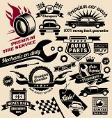image of symbols  - Vector set of vintage car symbols - JPG 