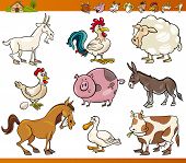 picture of animals  - Cartoon Illustration Set of Cheerful Farm and Livestock Animals isolated on White - JPG 