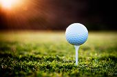 stock photo of golf  - Close up of golf ball on tee - JPG 