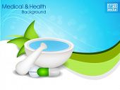 picture of medical  - Natural medical pills or capsule with green leaves - JPG 