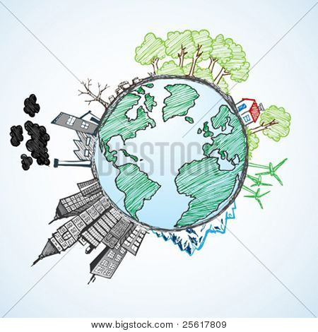 Picture or Photo of Doodle image of earth and environment