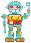 stock photo of humanoid  - Retro robot toy waving hello - JPG 