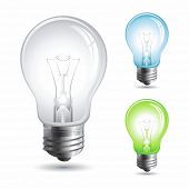 pic of light  - Set realistic vector illustration of a light bulb isolated on white - JPG 