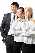 stock photo of business people  - Three confident business people standing isolated on white - JPG 