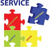picture of puzzle  - Vector illustration of puzzles with words on the topic of service - JPG 