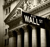 foto of finance  - Wall Street sign in lower Manhattan New York - JPG 