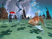 stock photo of surreal  - Surreal scene with various eelements - JPG 