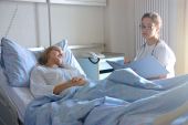 pic of medical doctors  - female doctor and a patient in hospital - JPG 